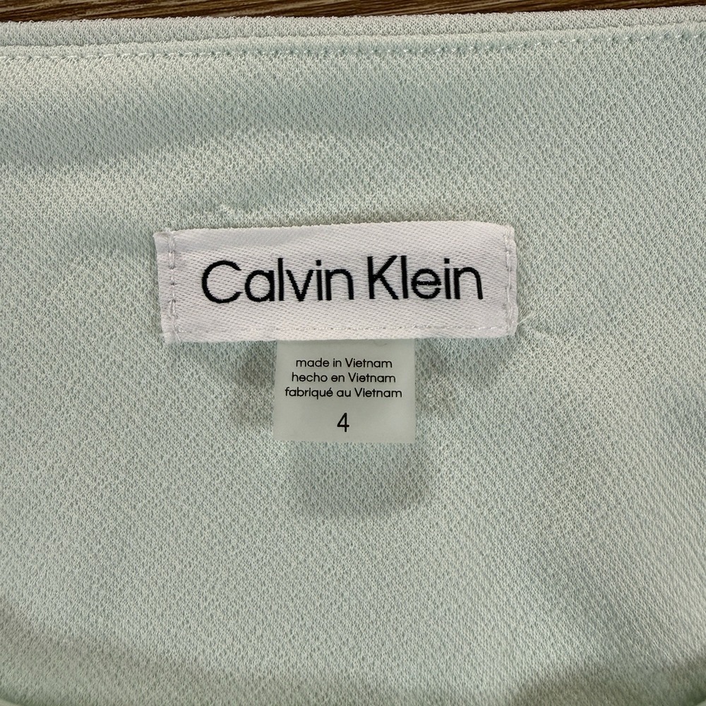 Calvin Klein Dress Women's Size 4 Mint Green Ring Waist Sheath Stretch NWT - Picture 3 of 10
